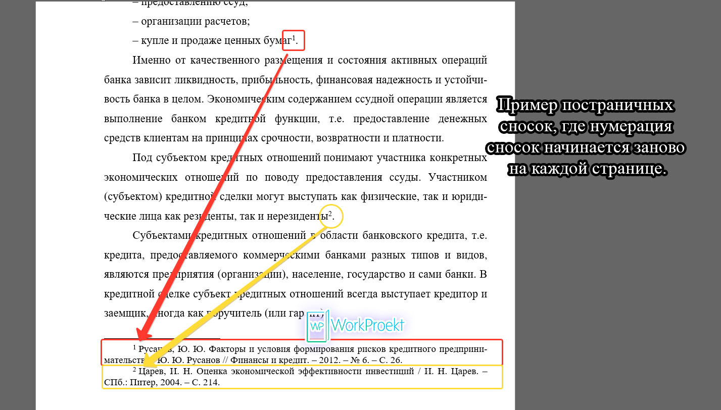 Пример постраничных сносок